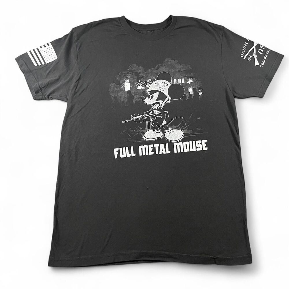 Disney Men's Black and Grey T-shirt